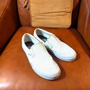 Vans White Slip-On Perf Leather Shoe M7.5 W9
